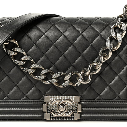 Chanel Metallic Lambskin Quilted Crystal Medium Boy Flap Grey 8 of 10