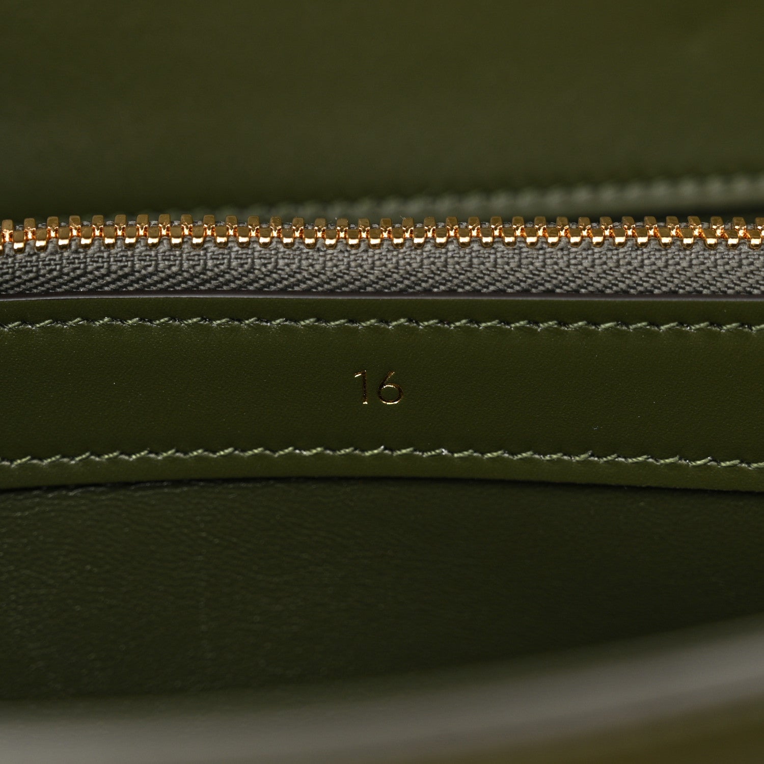 Celine Satinated Calfskin Medium 16 Top Handle Bag Khaki 7 of 12