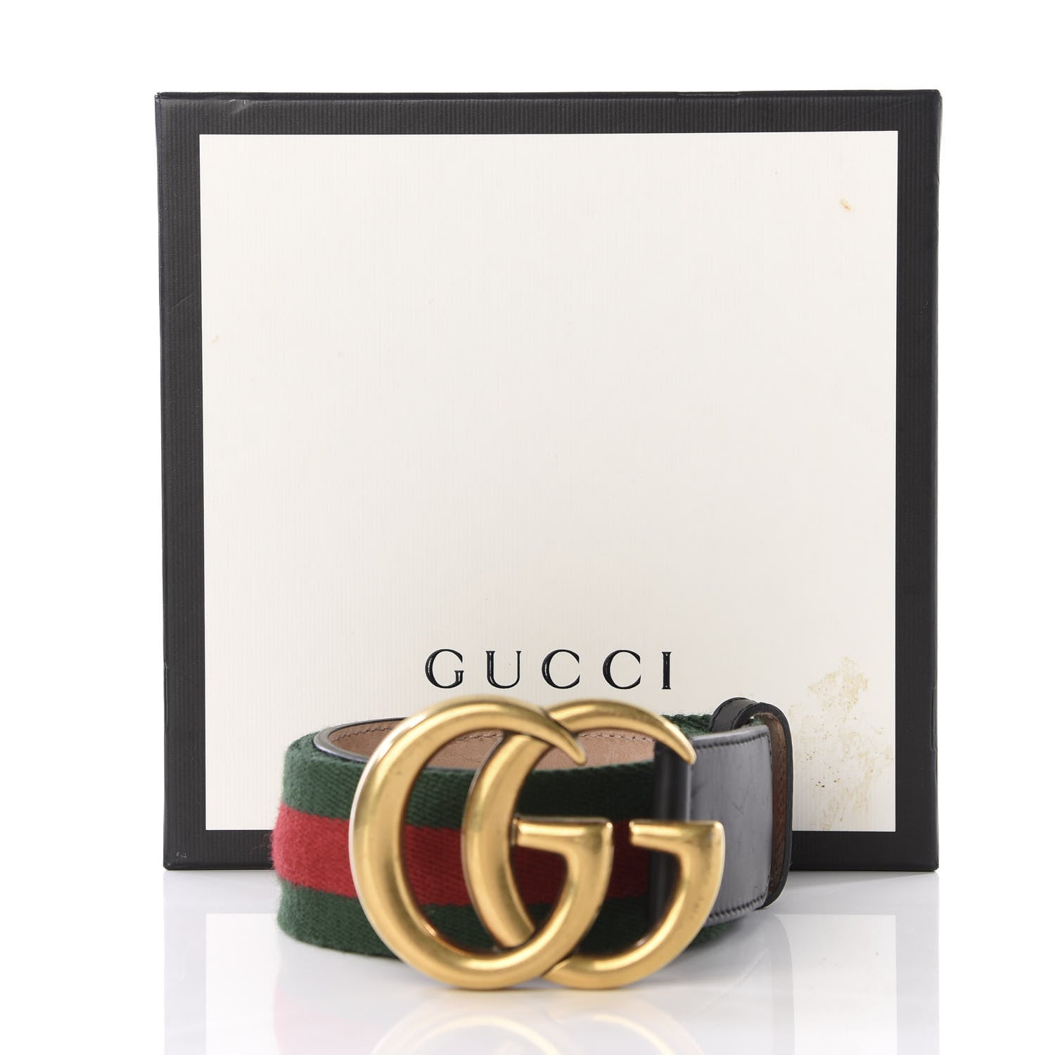 Gucci Nylon Calfskin Double G Web 40mm Belt 85 34 Green Red Black 5 of 5