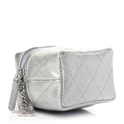 Chanel Metallic Caviar Quilted Mini Top Handle Vanity With Chain Silver 4 of 10