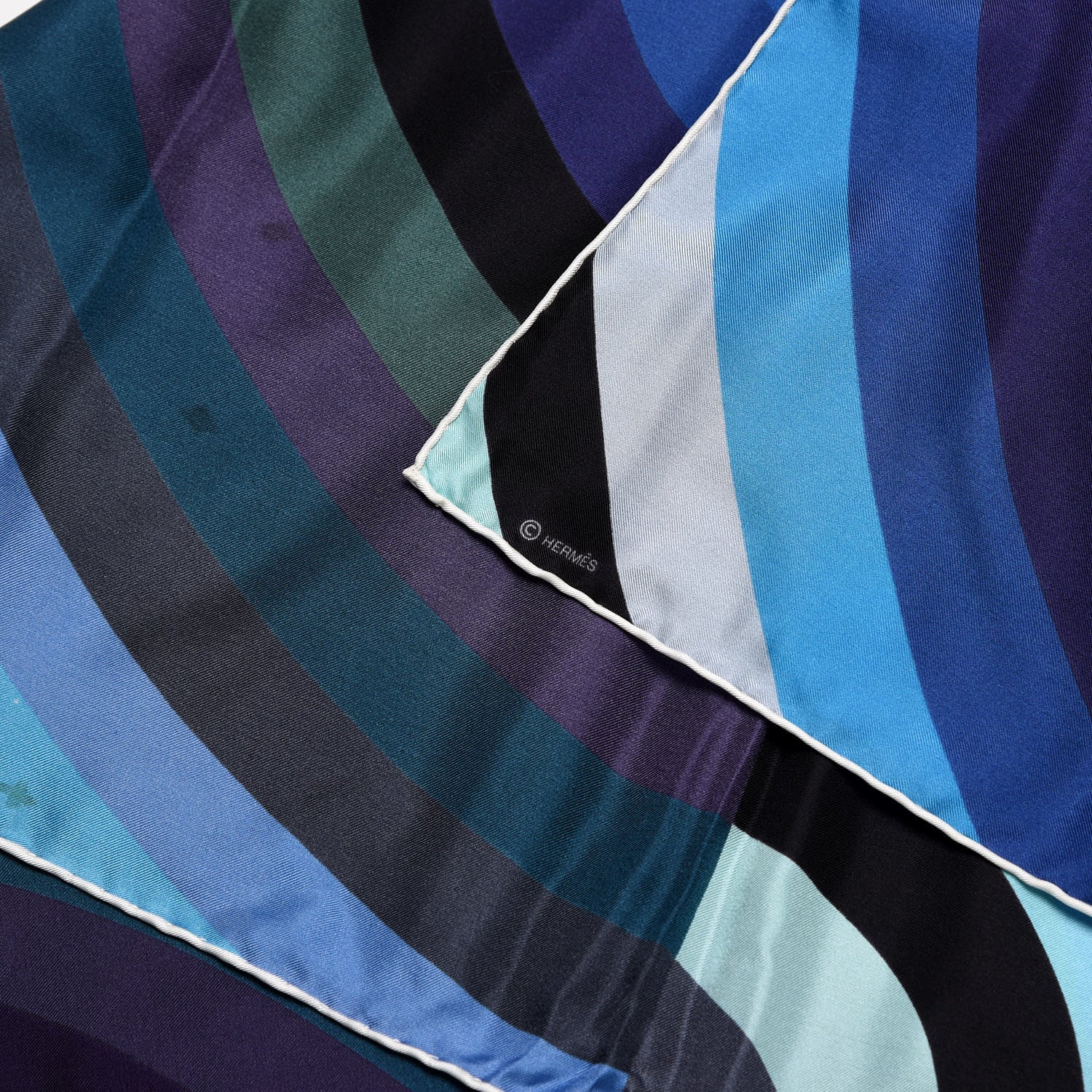 Hermes Silk Geant Marcelina Scarf 140 Bleu Nuit Turquoise Violet 5 of 6