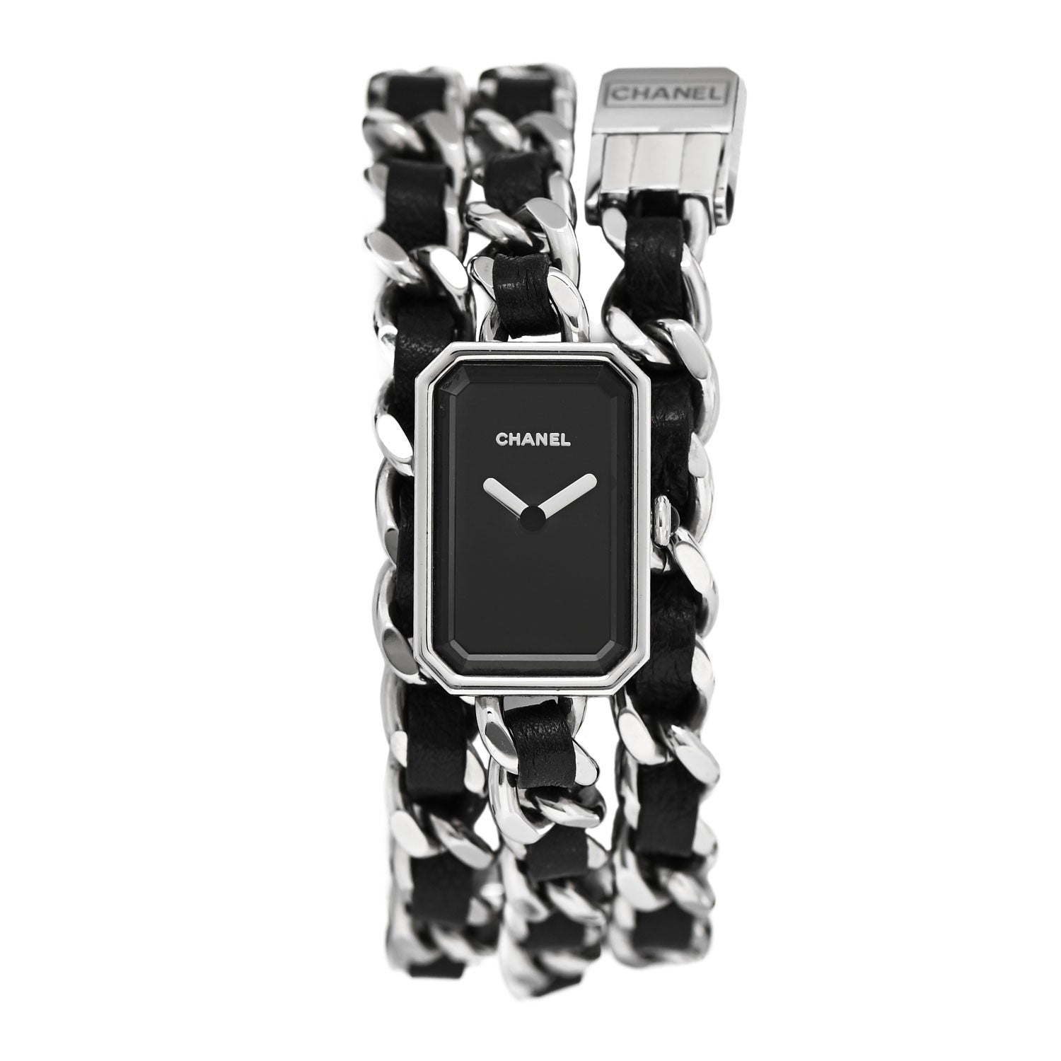 Chanel Stainless Steel Lambskin 16mm Premiere Rock Triple Row Quartz Watch Black 1 of 6
