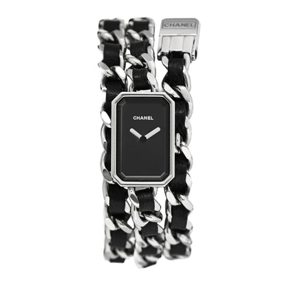Chanel Stainless Steel Lambskin 16mm Premiere Rock Triple Row Quartz Watch Black 1 of 6