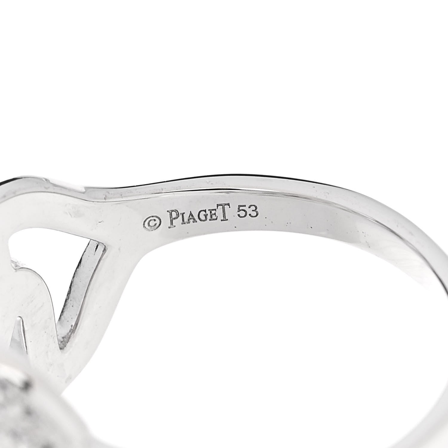 Piaget 18K White Gold Diamond .55ct Rose Ring 53 6.25 5 of 6