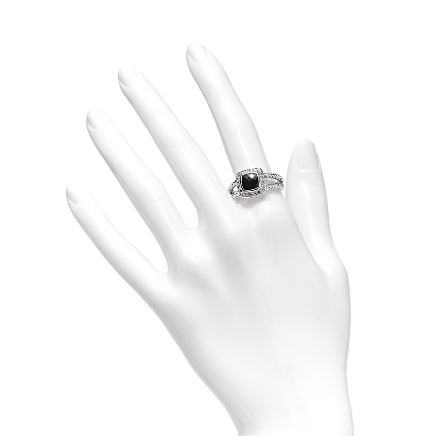 Sterling Silver Diamond Black Onyx 7mm Petite Albion Ring 54 7