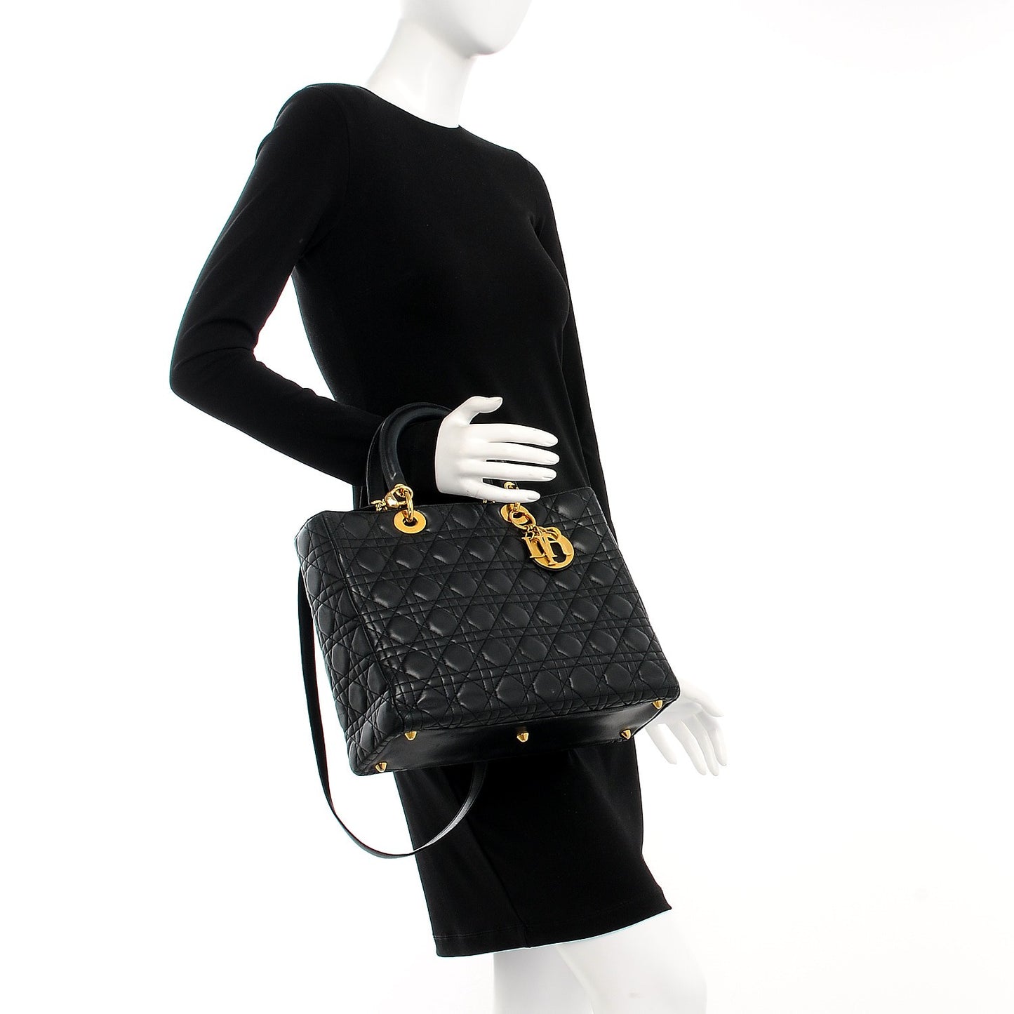 Lambskin Cannage Large Lady Dior Black