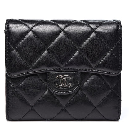 Chanel Lambskin Quilted Compact Flap Wallet Black 1 of 12