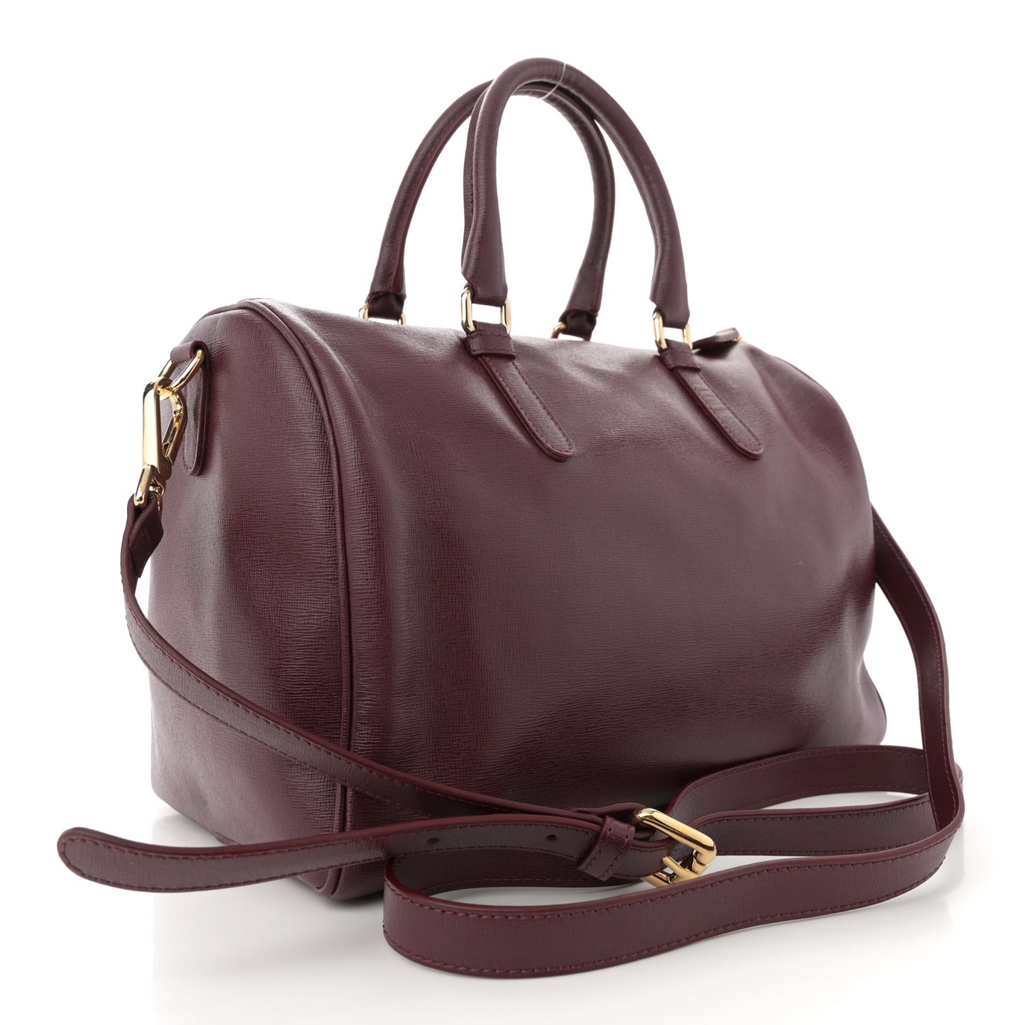Saffiano Calfskin Palazzo Bowler Burgundy