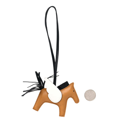 Hermes Milo Lambskin Grigri Rodeo Pegase Horse Bag Charm PM Sesame Black Nata 2 of 5