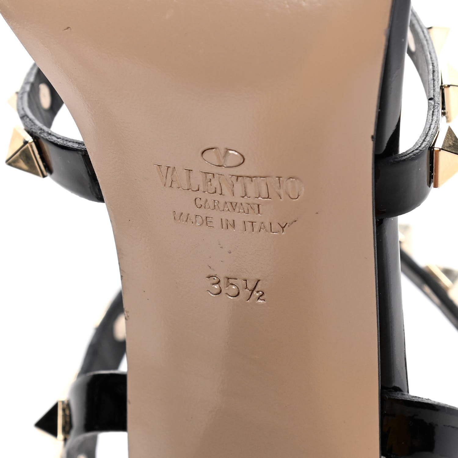 Valentino Garavani Patent Calfskin Rockstud 60mm City Sandals 35.5 Black 8 of 11