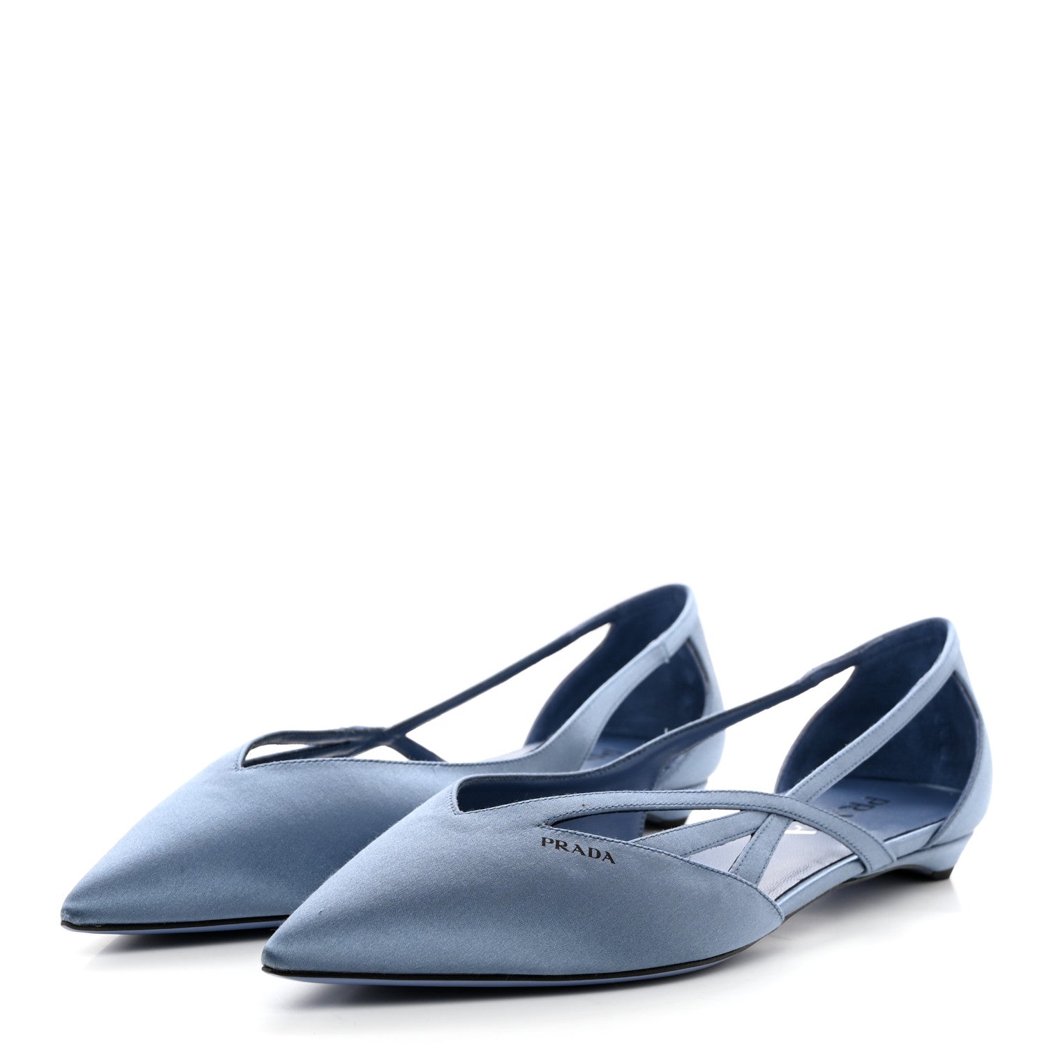 Prada Satin Cut-Out Ballerina Flats 40 Pervinca 3 of 8
