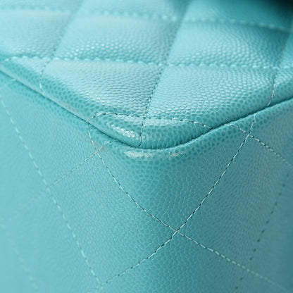 Chanel Caviar Quilted Jumbo Double Flap Turquoise 10 of 13