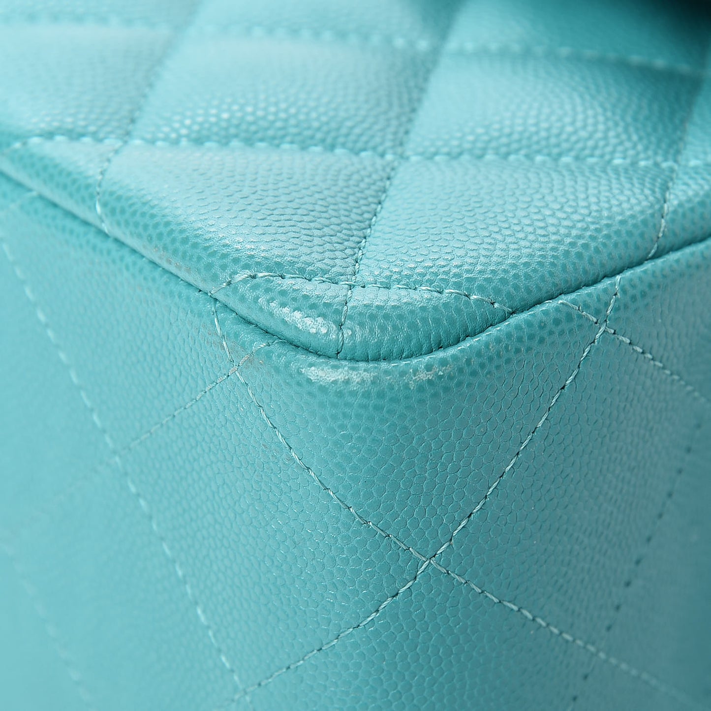 Caviar Quilted Jumbo Double Flap Turquoise