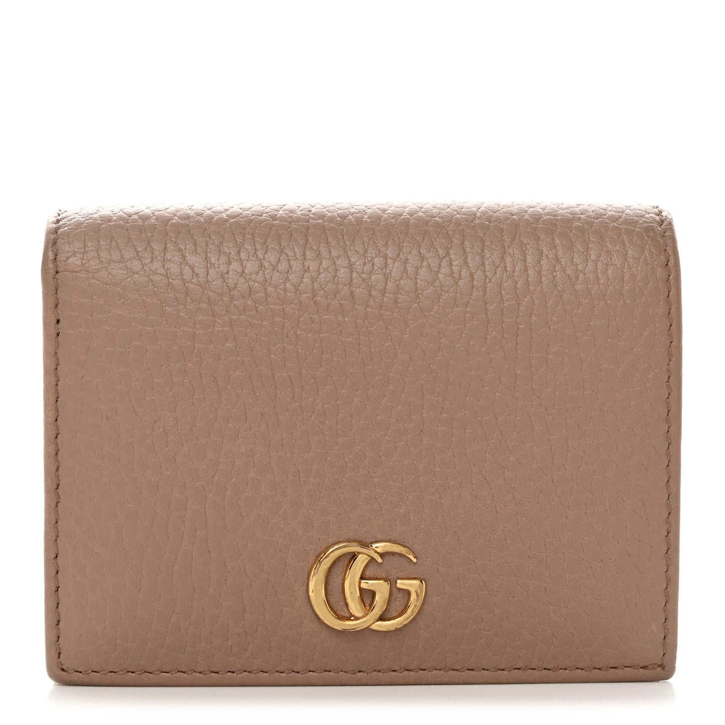 Pebbled Calfskin GG Marmont Card Case Porcelain Rose