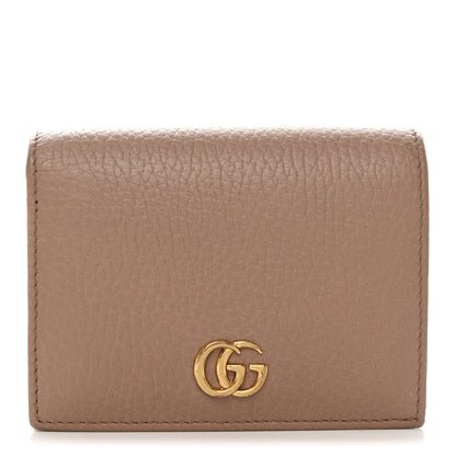 Gucci Pebbled Calfskin GG Marmont Card Case Porcelain Rose 1 of 7