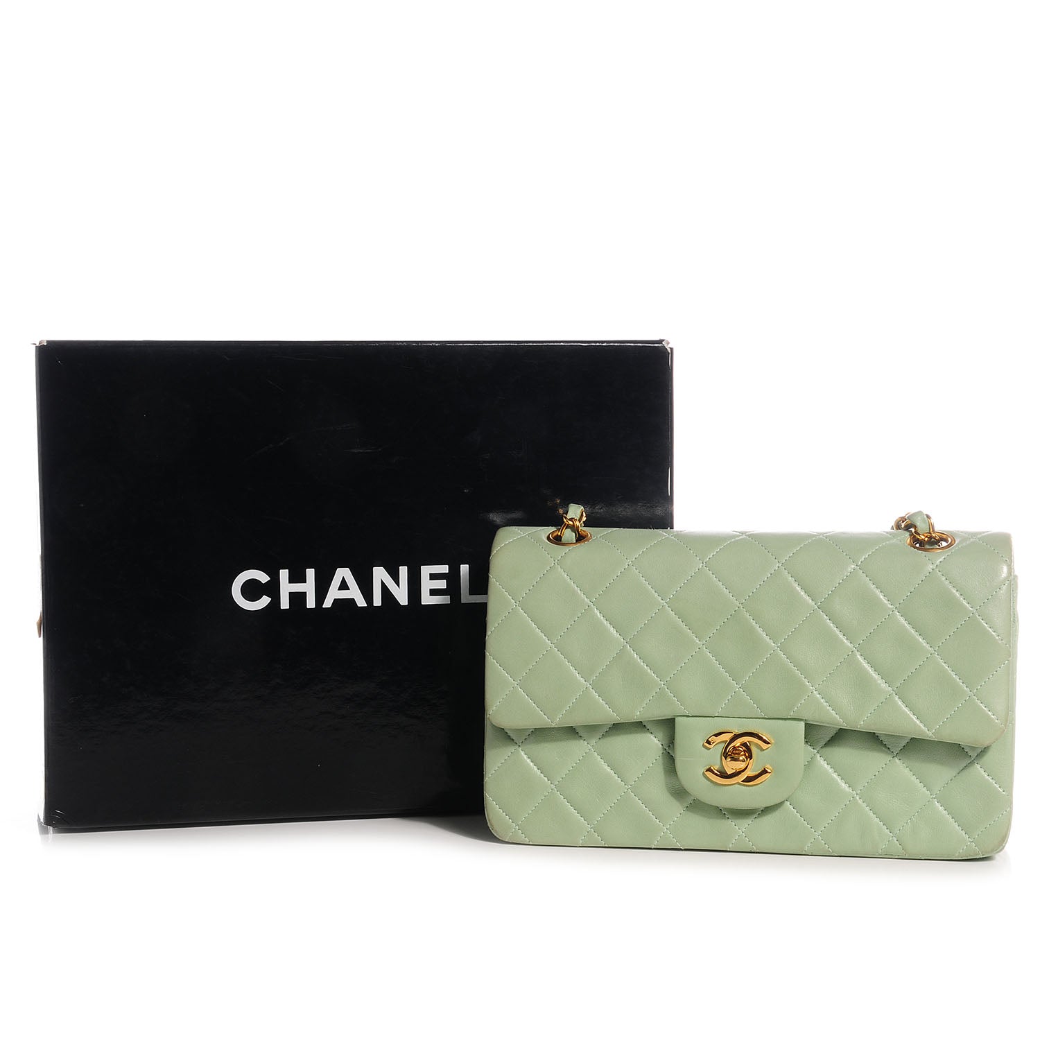 Chanel Lambskin Small Double Flap Light Green 9 of 9