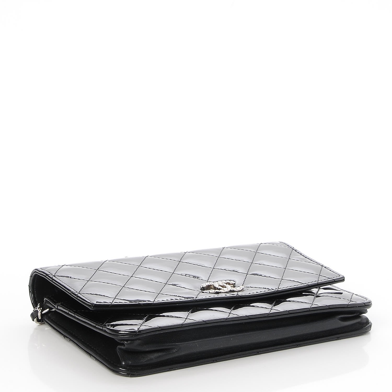 Chanel Patent Quilted Brilliant Wallet On Chain WOC Black 4 of 9