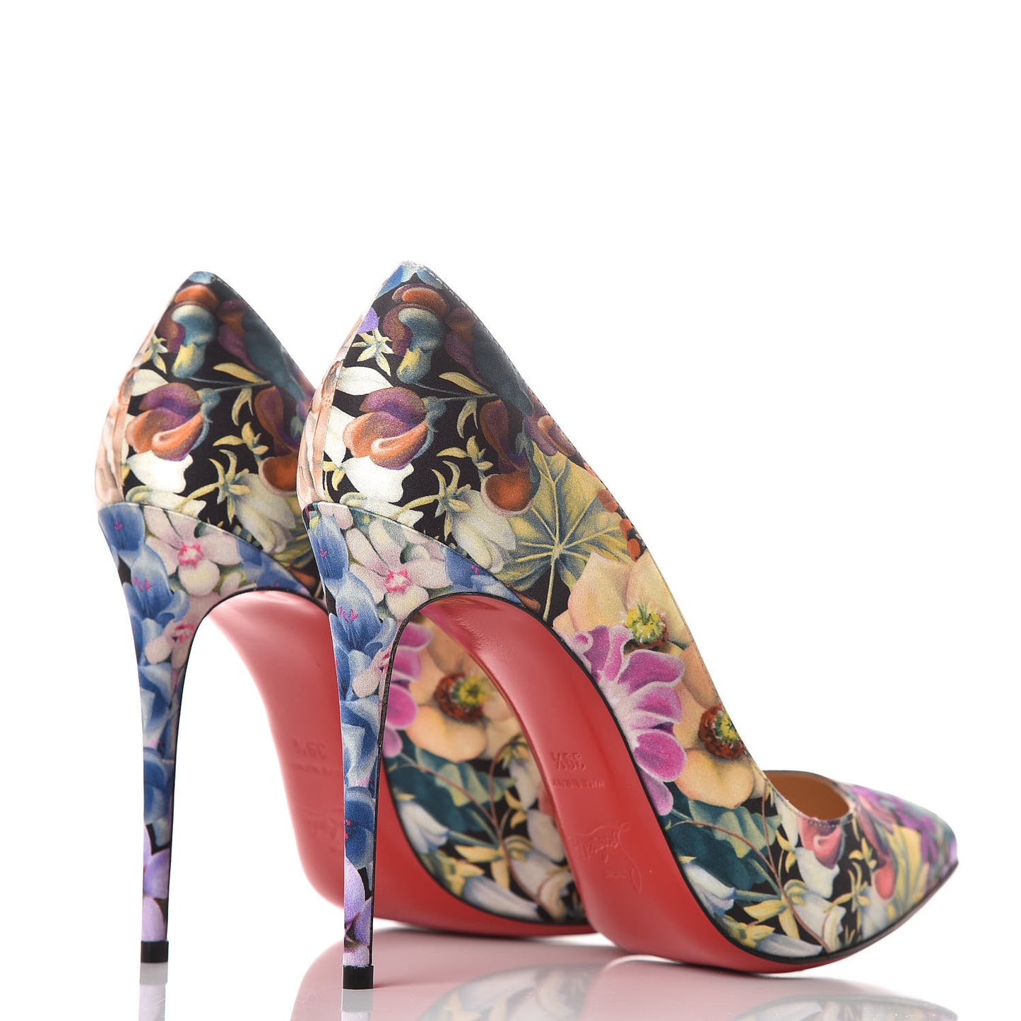 Satin Flower Power Pigalle Follies 100 Pumps 39.5 Multicolor