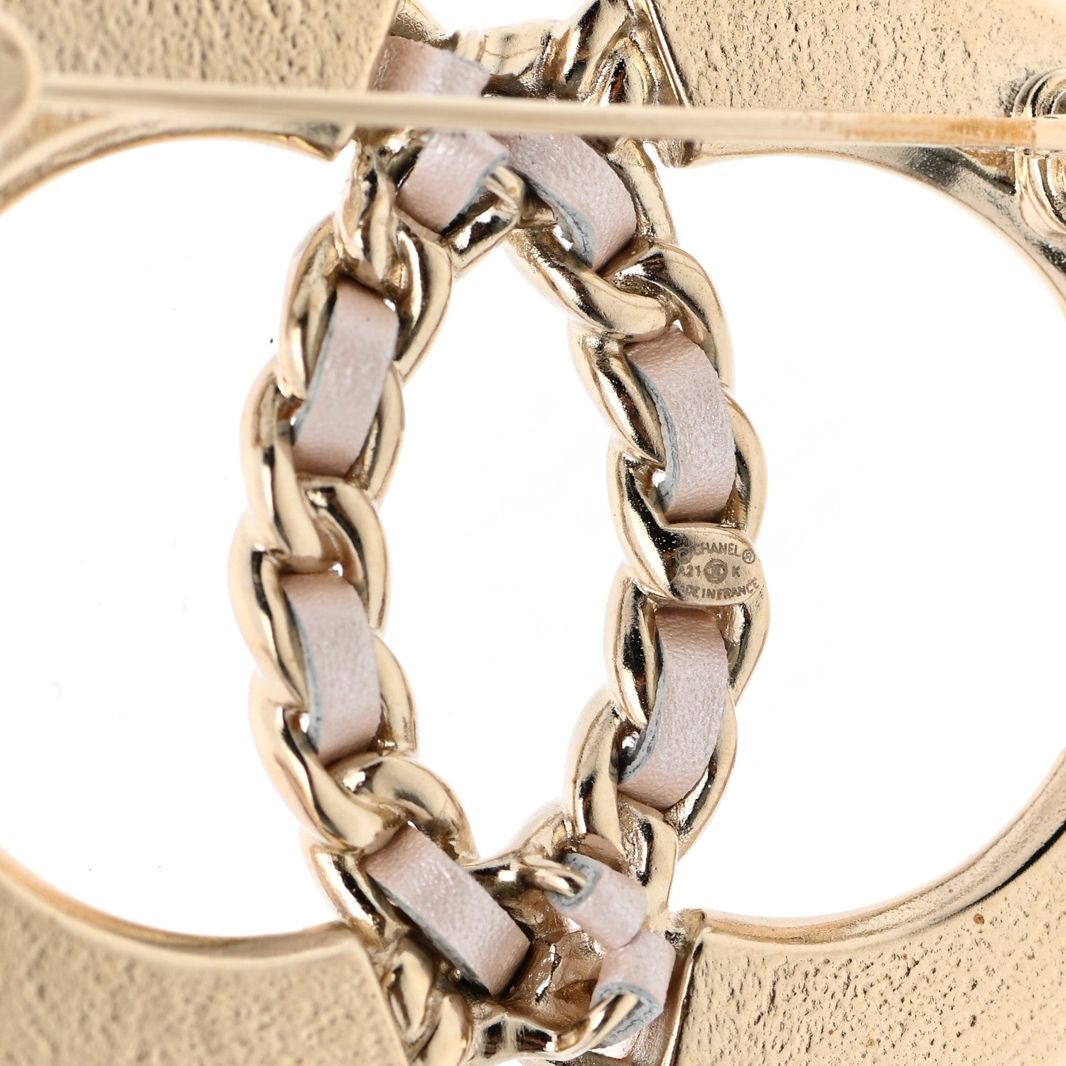 Chanel Resin Glitter Lambskin Baguette CC Chain Brooch Pink Gold 4 of 5