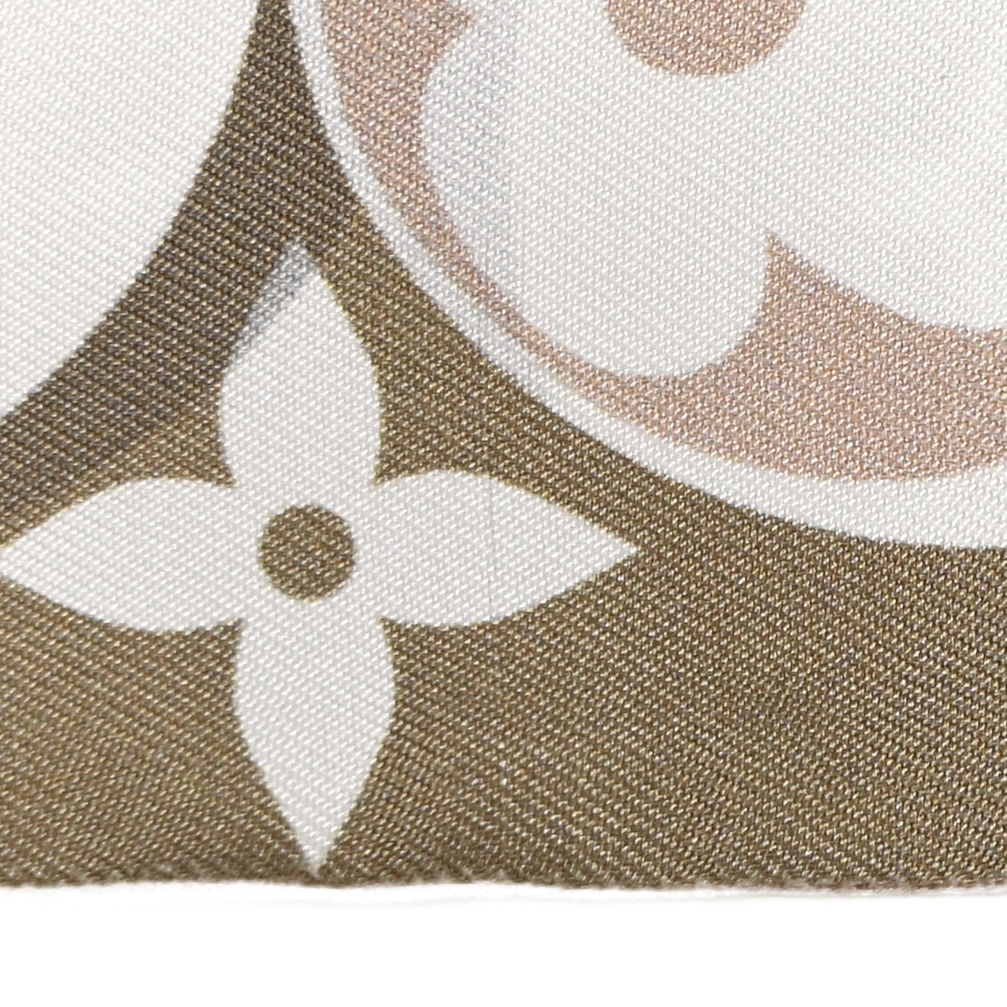 Silk Monogram Marbles Classic Bandeau Kaki Beige White