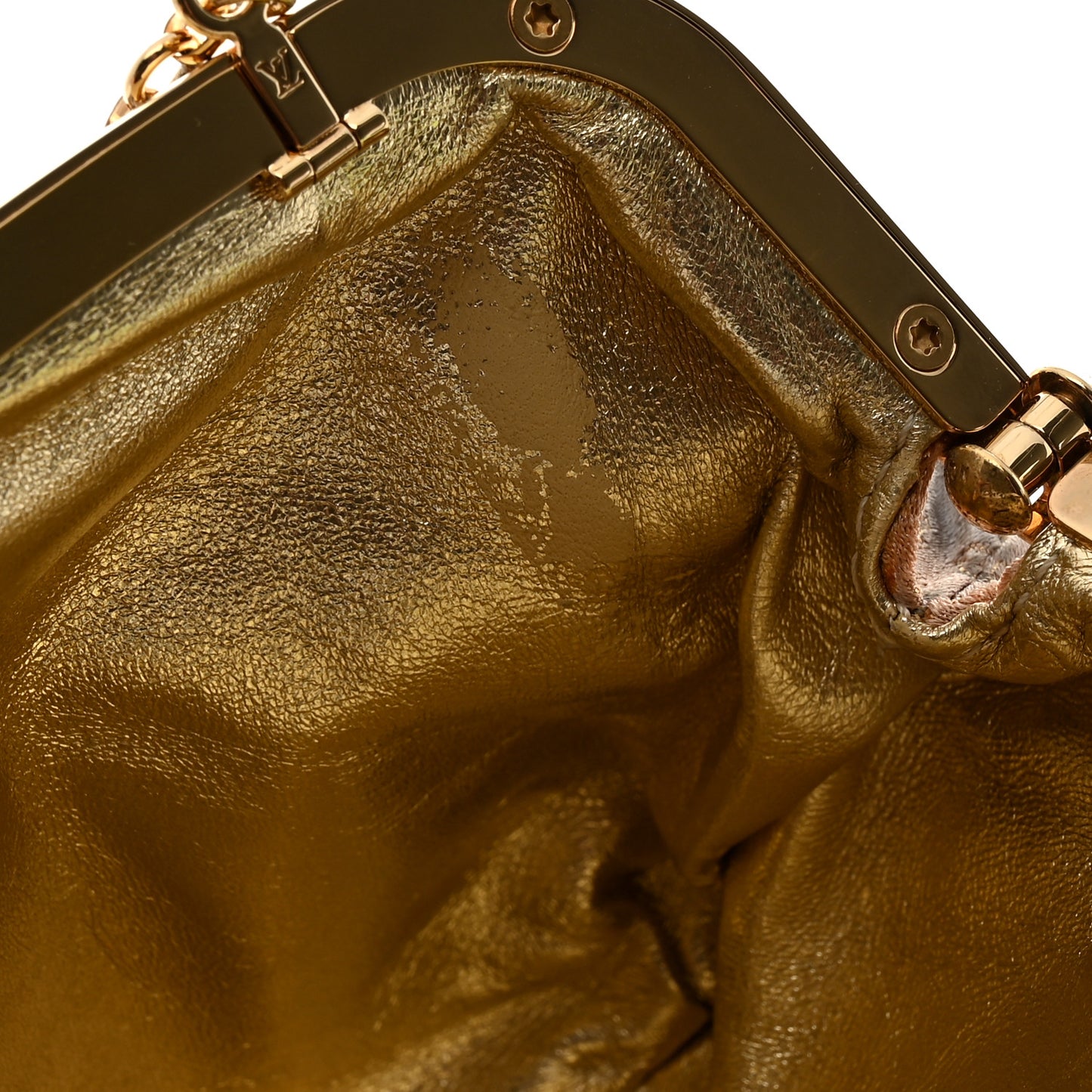 Satin Monogram Aumoniere Clutch Silver