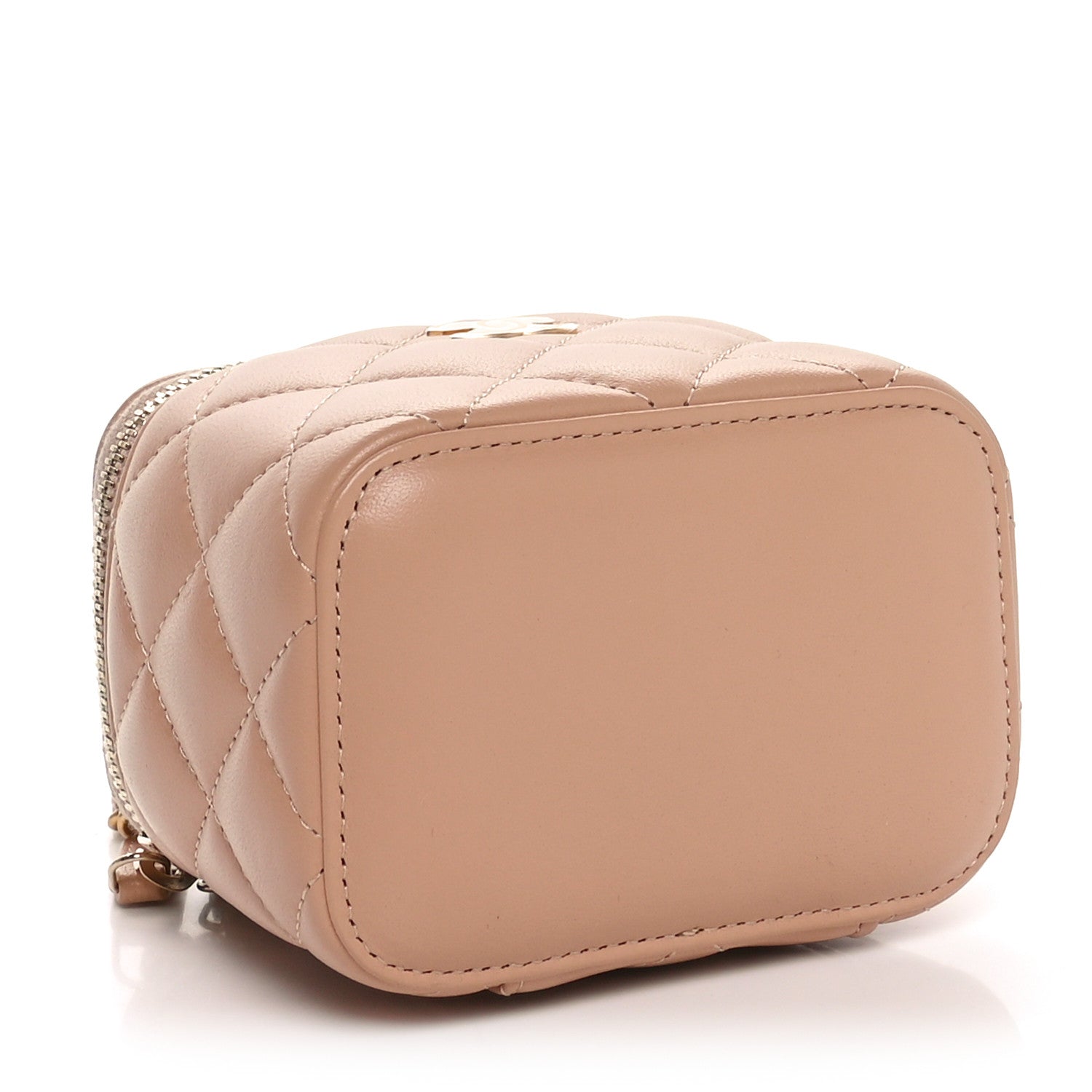 Chanel Lambskin Quilted Top Handle Mini Vanity Case With Chain Beige 4 of 11