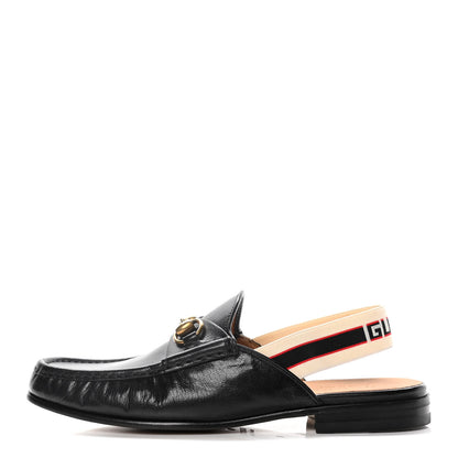 Gucci Goatskin Stripe Mens Horsebit Slingback Slippers 8 Black 1 of 12
