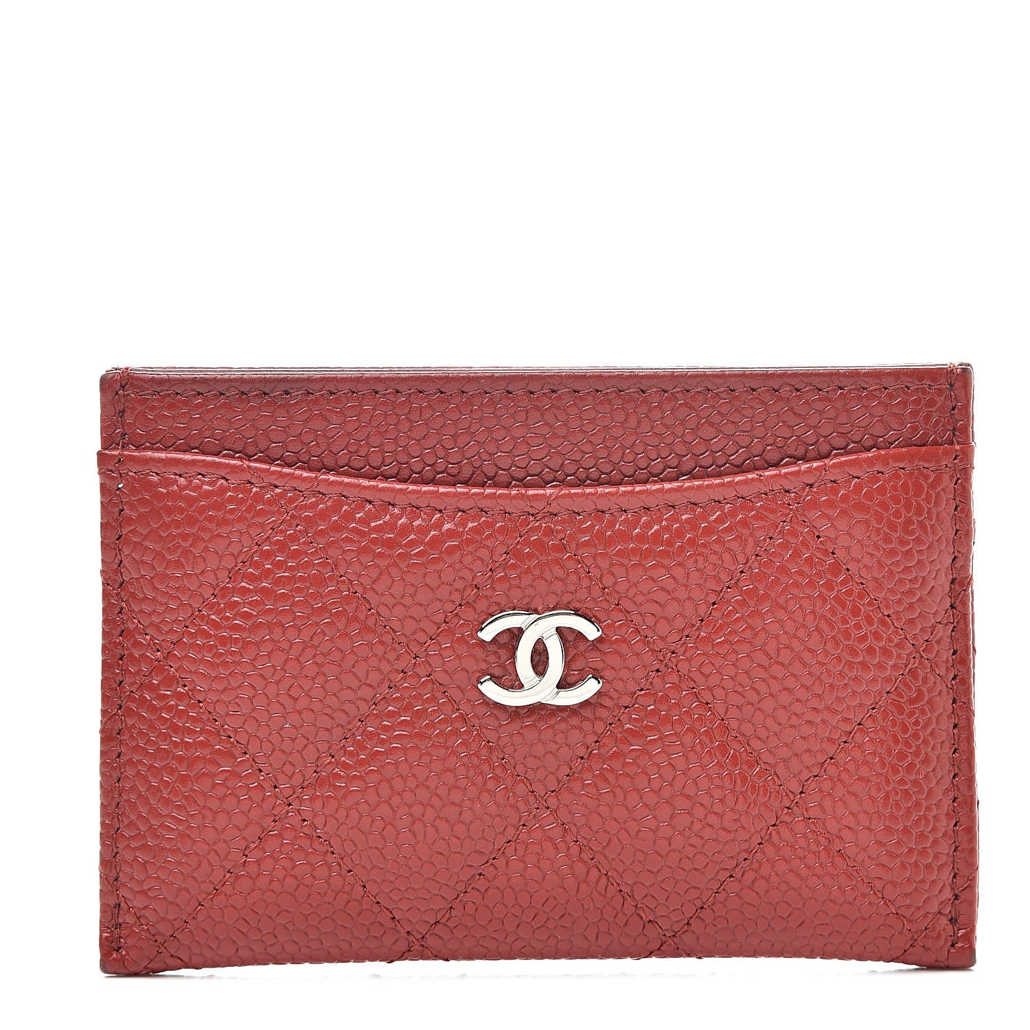Chanel Caviar Quilted Card Holder Red 1 of 12