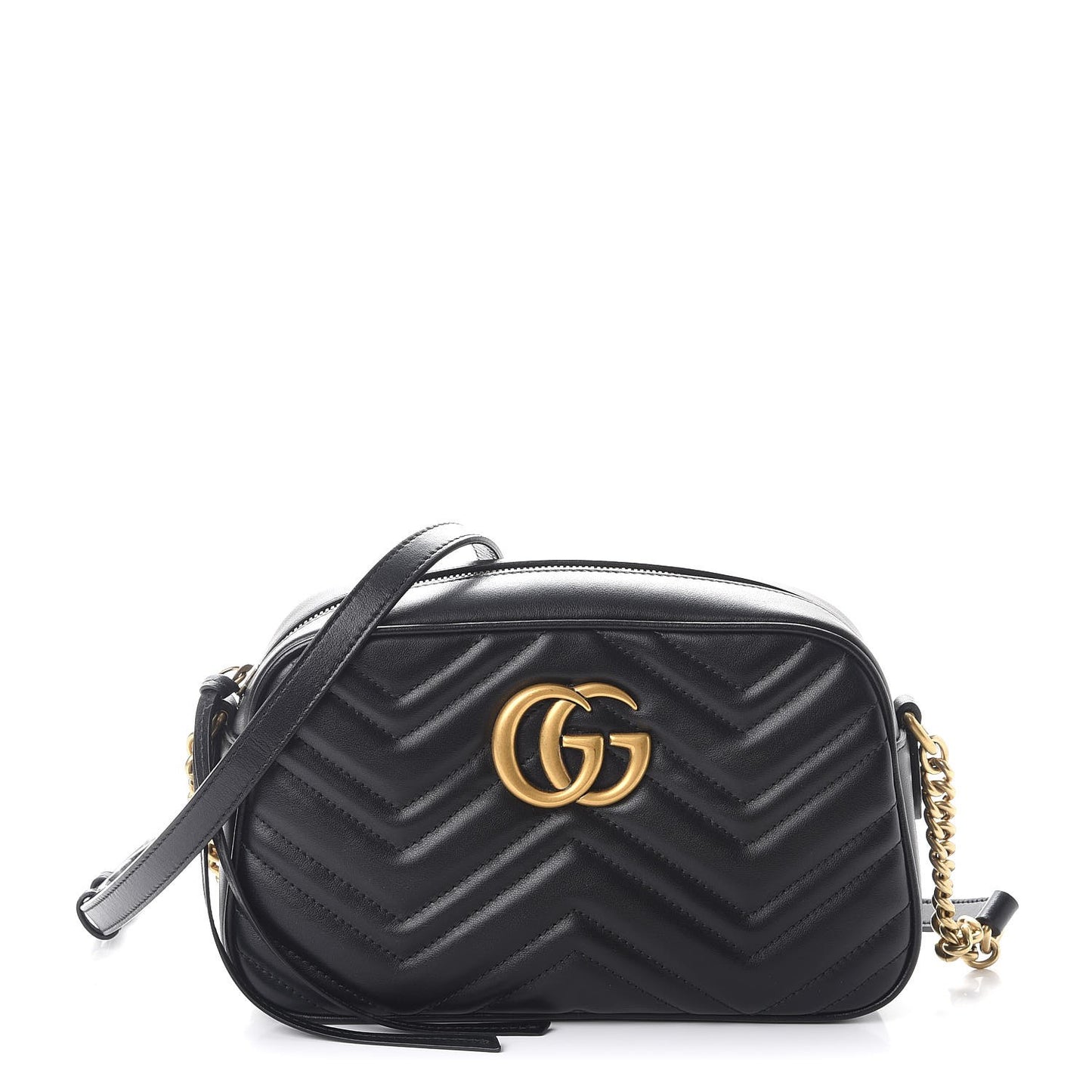 Calfskin Matelasse Small GG Marmont Chain Shoulder Bag Black