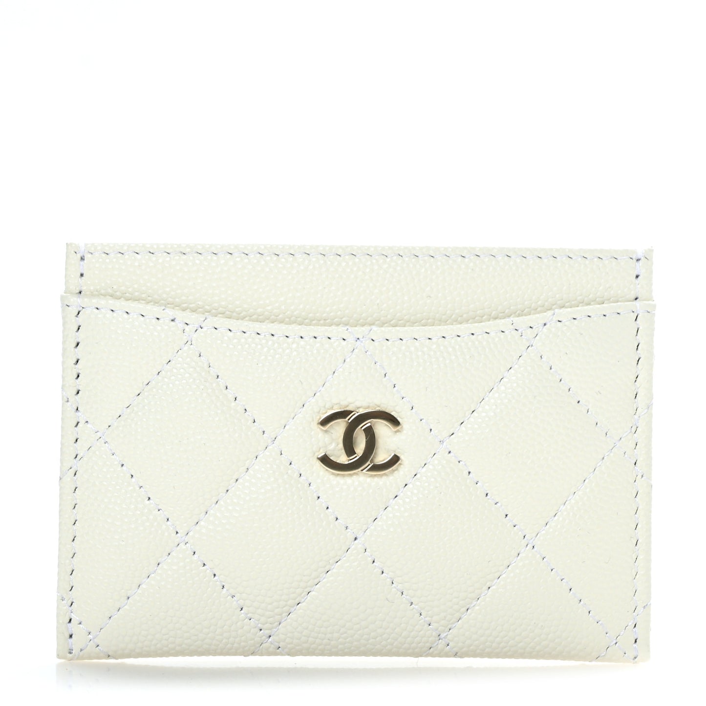 Caviar Quilted Card Holder White