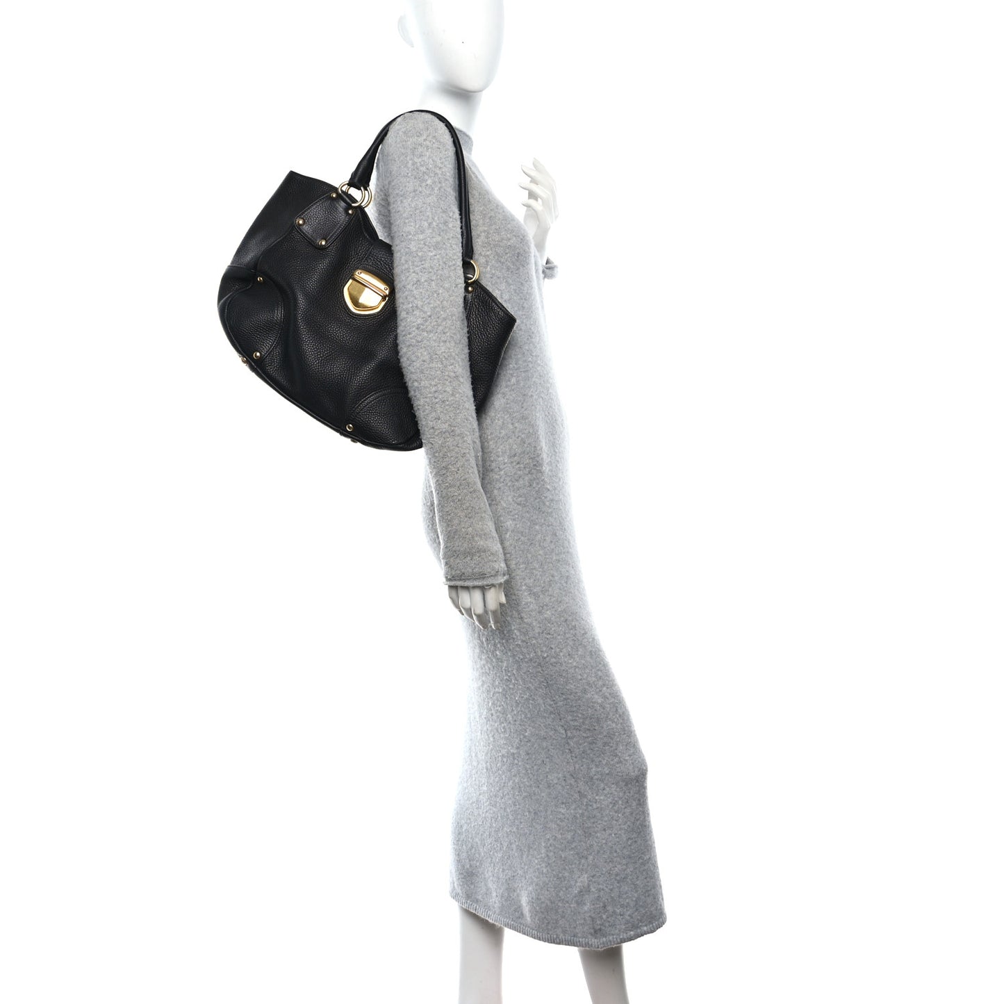 Vitello Daino Pushlock Tote Black