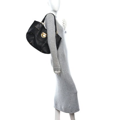 Prada Vitello Daino Pushlock Tote Black 3 of 17