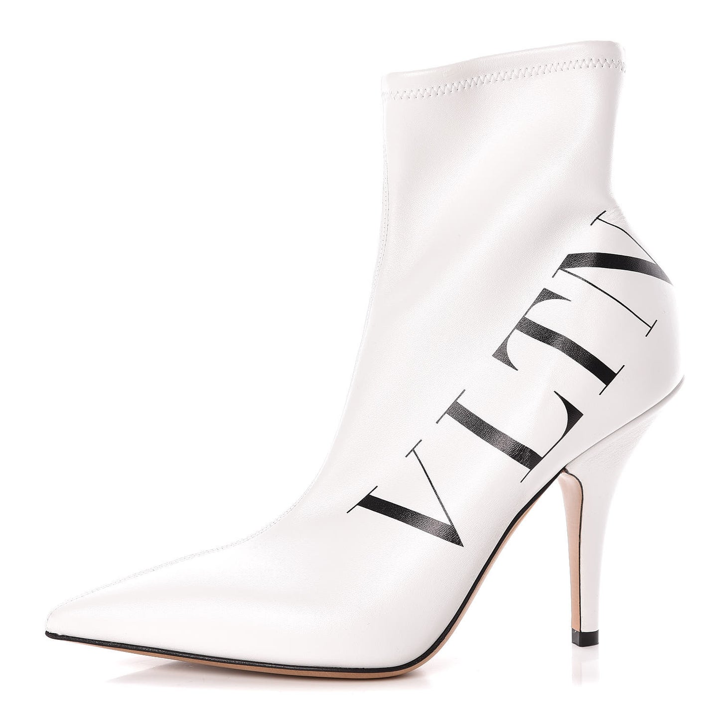 Eco Leather VLTN 100mm Sock Booties 39.5 White Black