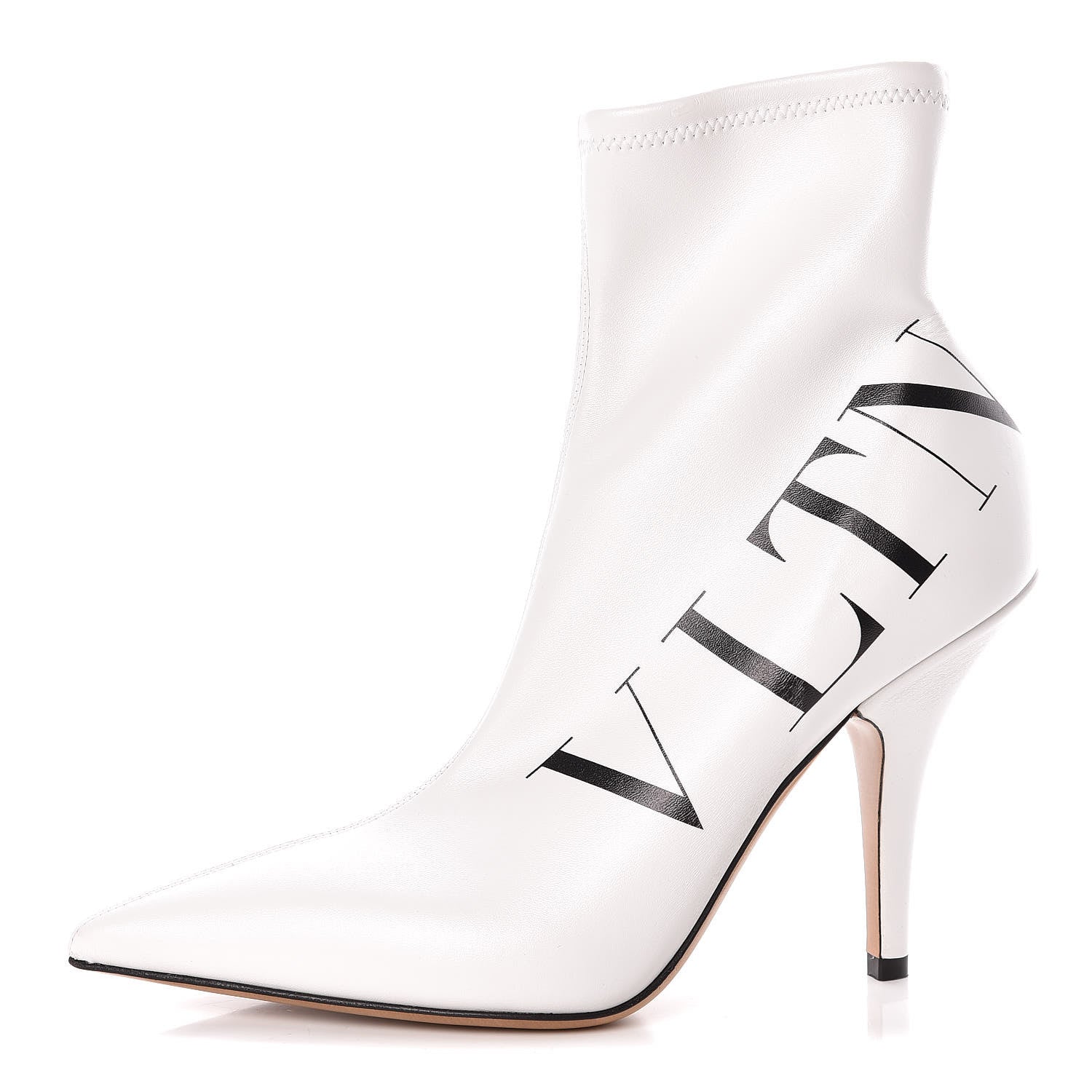 Valentino Garavani Eco Leather VLTN 100mm Sock Booties 39.5 White Black 1 of 7
