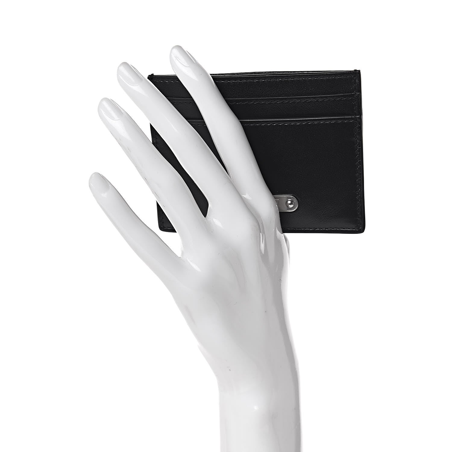 Saint Laurent Calfskin Plate Card Case Black 2 of 8