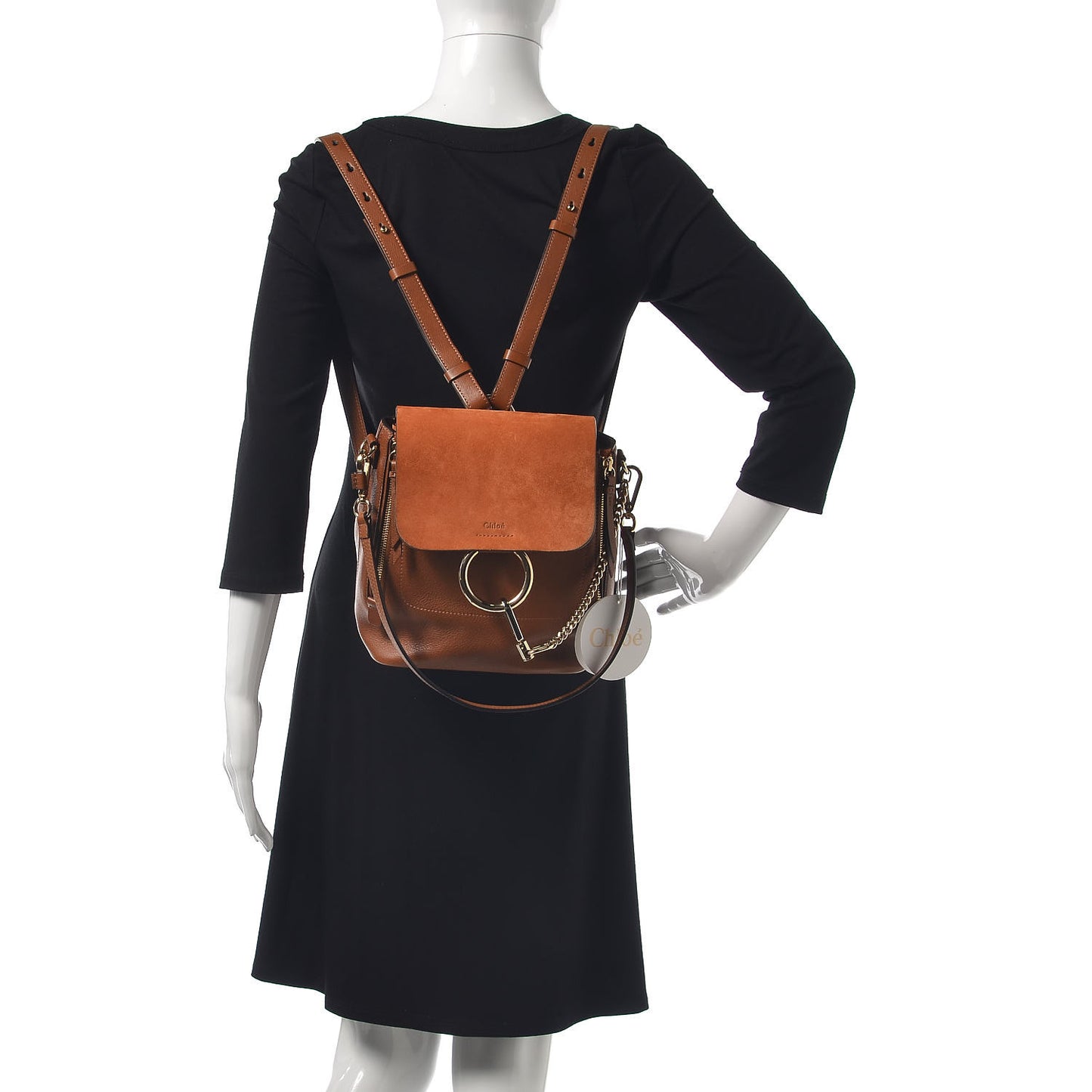 Suede Calfskin Small Faye Backpack Tobacco