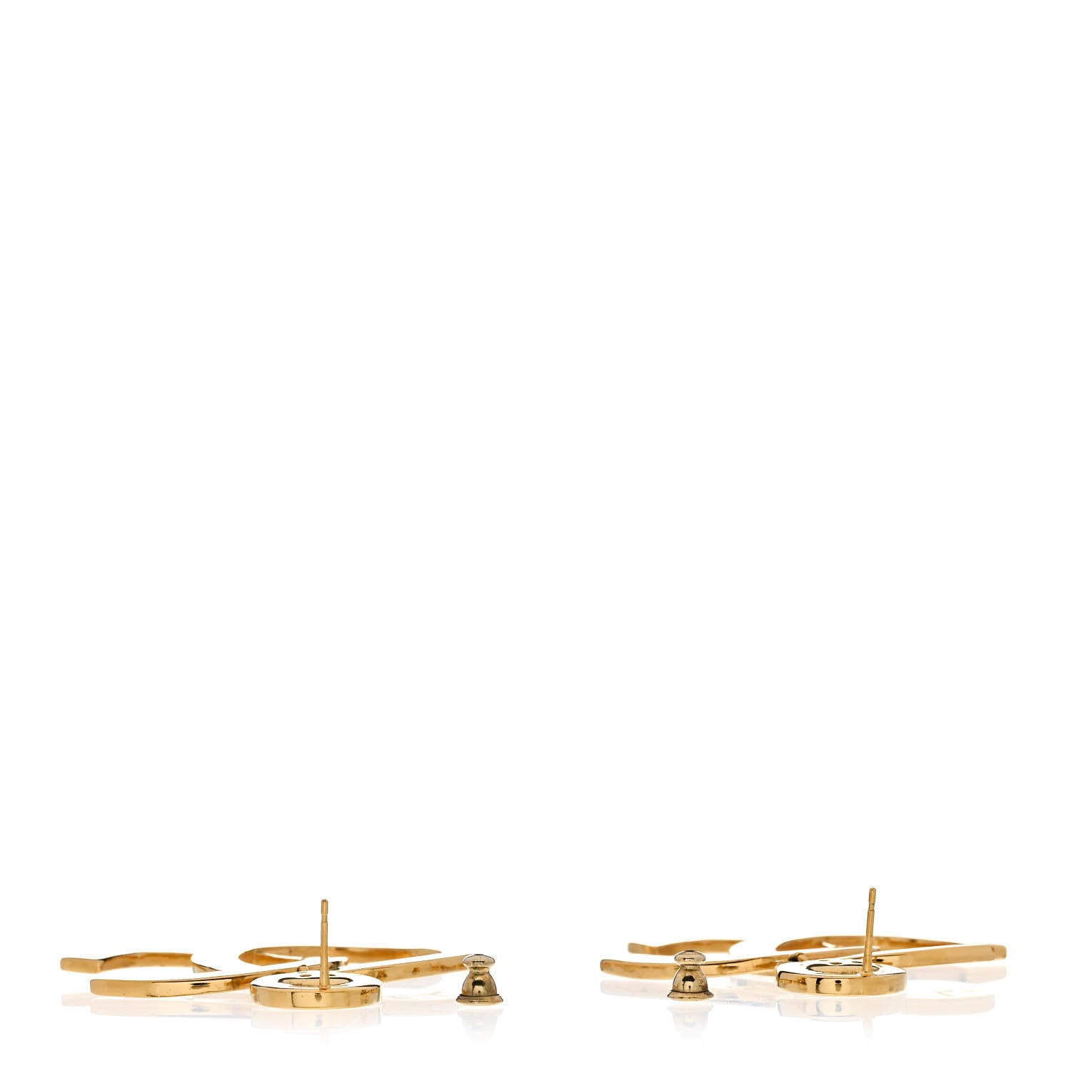 Chanel Metal Large Paris Button Earrings Gold 3 of 4