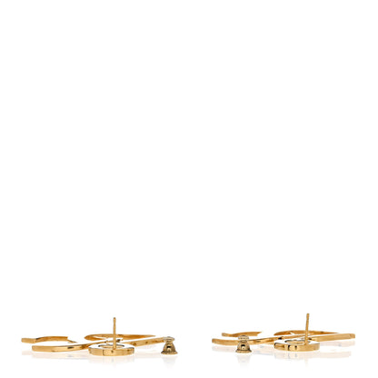 Chanel Metal Large Paris Button Earrings Gold 3 of 4