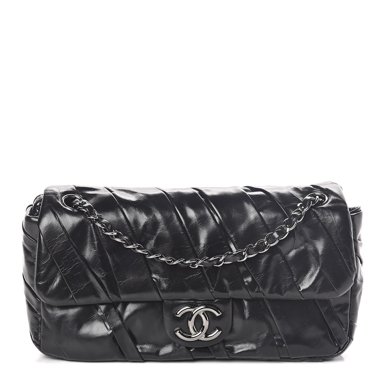 Chanel Glazed Calfskin Twisted Medium Flap Black 1 of 10