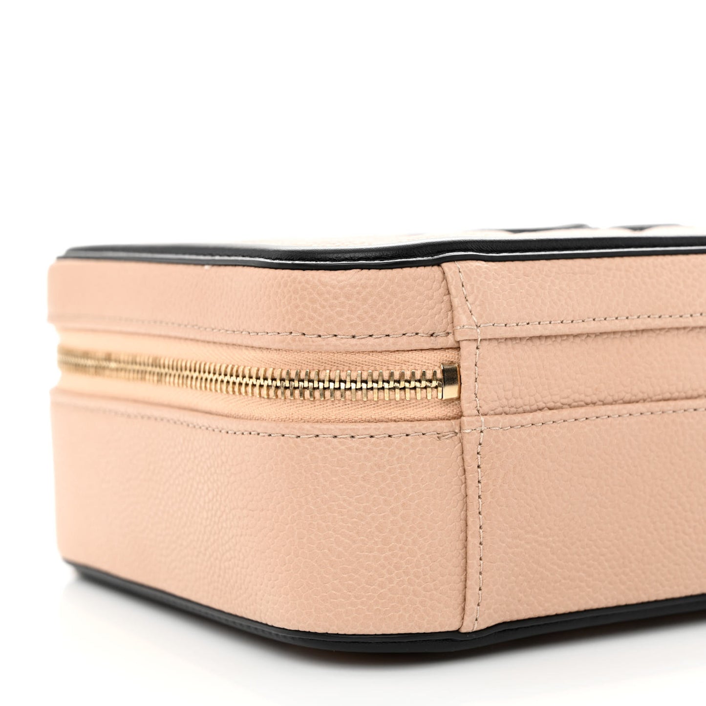 Caviar Quilted Medium CC Filigree Vanity Case Beige Black