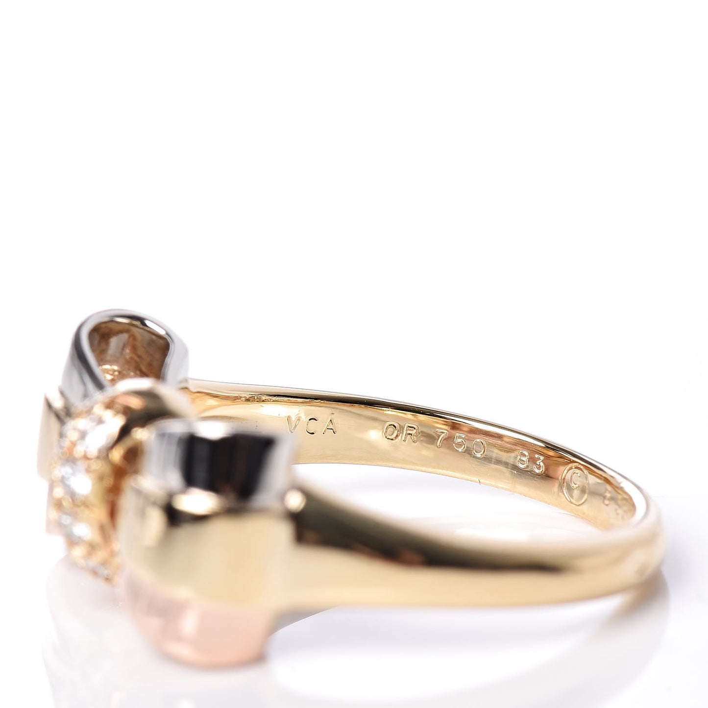 18K Rose Yellow White Gold Diamond Bow Ring 51 5.75