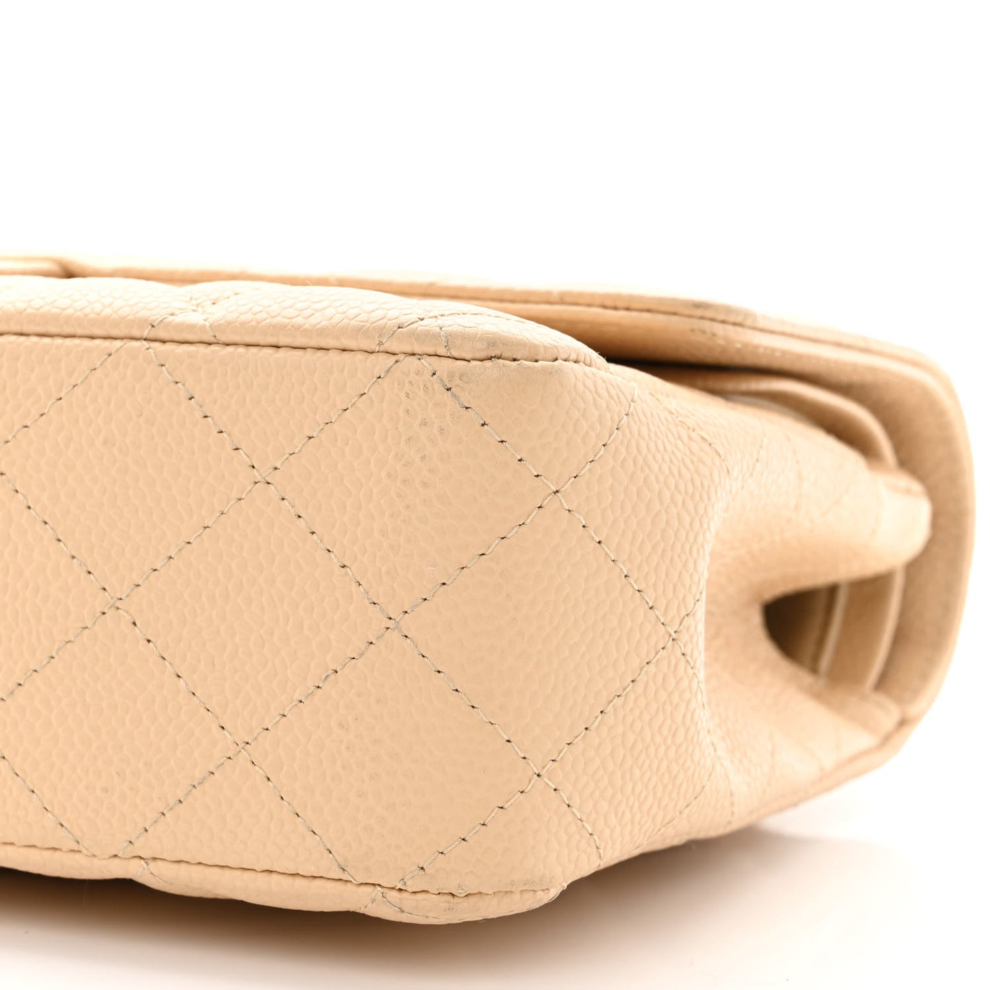 Caviar Quilted Medium Double Flap Beige Clair