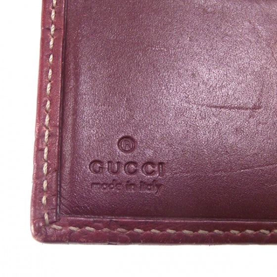 Gucci Guccissima Metal Bar French Flap Wallet Dark Red 6 of 9