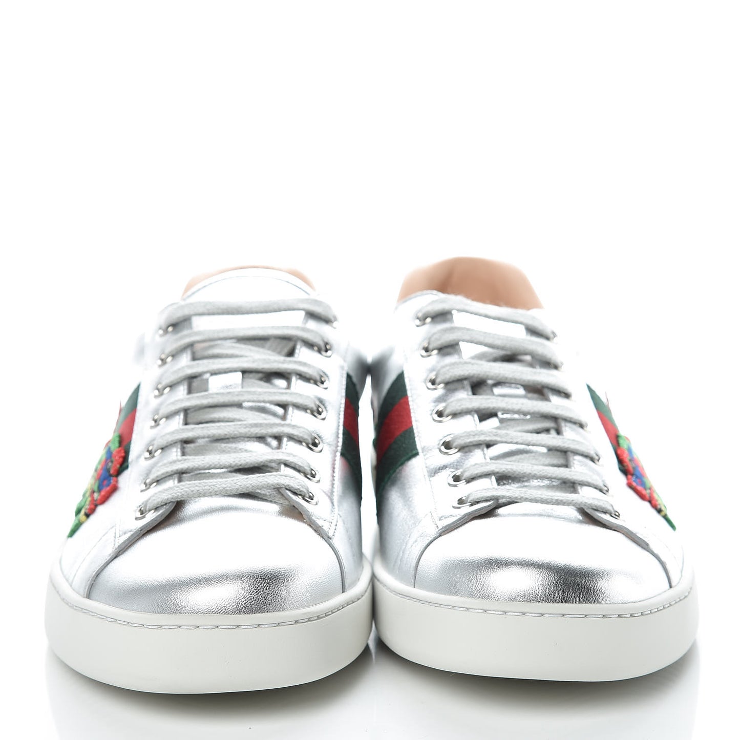 Metallic Nappa Ayers Web Dragon Embroidered Mens New Ace Sneakers 11 Silver
