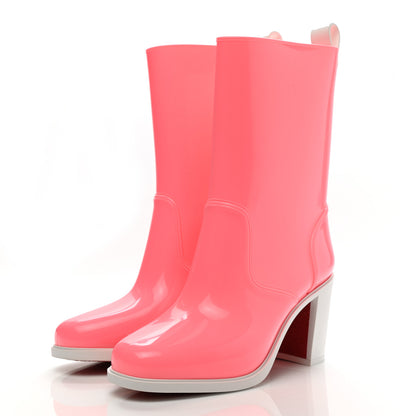 Christian Louboutin PVC Loubirain 70MM Rain Boots 37 Bubble Gum 3 of 7