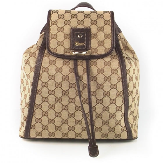 GG Monogram Flap Backpack Brown