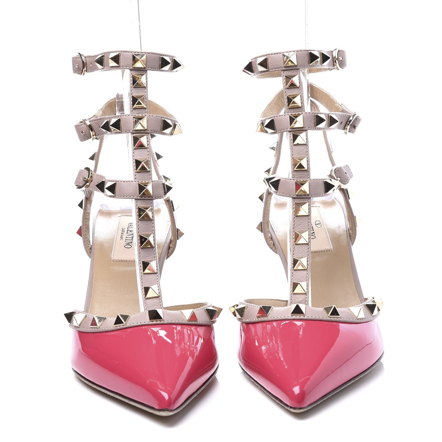 Valentino Garavani Patent Nappa Rockstud Ankle Strap 65mm Pumps 37.5 Fuxia Poudre 3 of 9