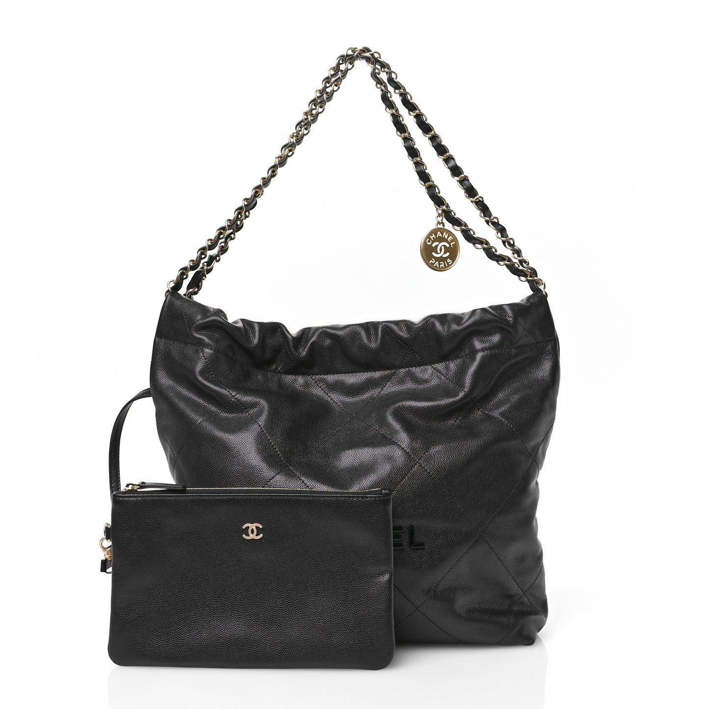 Shiny Caviar Quilted Monochrome Small Chanel 22 Black