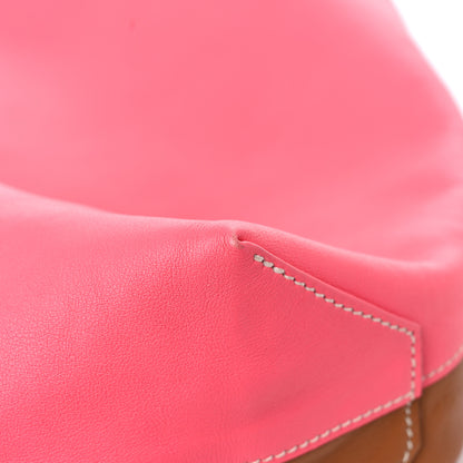 Hermes Veau Sikkim Swift Double Sens 30 Reversible Tote Gold Rose Azalee Rouge Casaque Brique 14 of 14