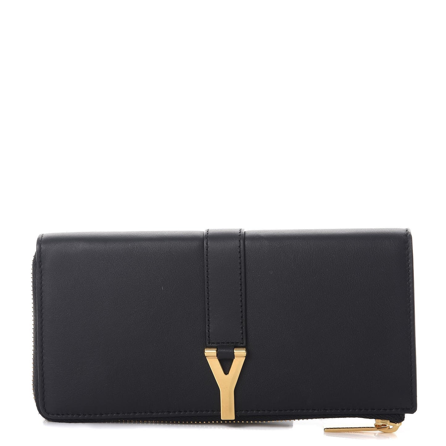 Calfskin Classic Y Ligne Zip Wallet Black